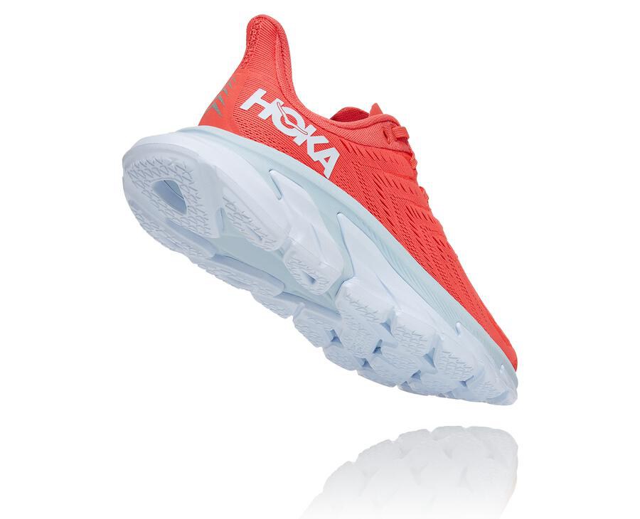 Hoka Australia One One Clifton Edge - Womens Running Shoes Red/White - RDNJX-5043